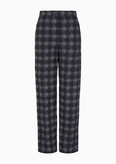 Icon jacquard jersey trousers with madras print - F