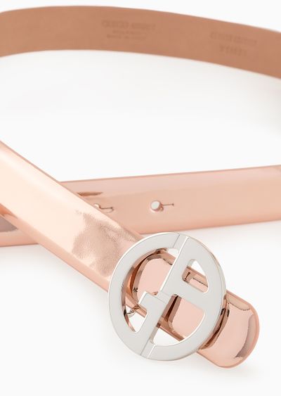 Lamé-leather belt with GA logo - D